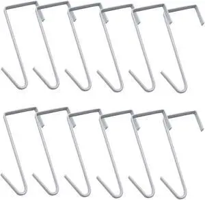 12 Pack White Smart Over The Door Hook 2 Side Metal Z Hooks S Hooks for Hanging Coats Bags Towels for Bathroom Kitchen Office