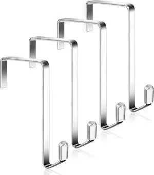 4 Pack Metal Over The Door Hook for Hanging Towels Rack Heavy Duty Door Hanger Organizer for Hang Clothes Coats in Bathroom Bedroom