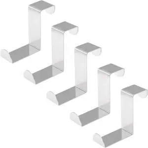 5Pcs Over The Door Hooks Z-Shaped Hanging Hooks Dual Head Fits 2 & 1 Door Widths Reversible Single Hanger Hook for Over The Door Bathroom Kitchen Cupboard Drawer