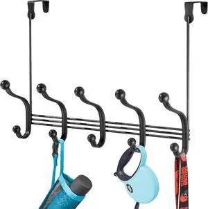 iDesign Over-the-Door 5-Hook Rack for Clothes Towels or Accessories - Matte Black