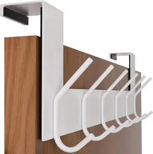 Over The Door Hook - 6 Hooks No Assembly Required Stainless Steel Door Hooks Over Door Coat Rack for Hanging Coats Clothes Hats Robes White