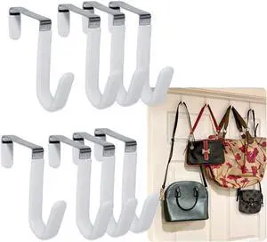 Over The Door Hooks - 8 Pack - Hangers for Clothes Towel Coats Hats Handbags - Made of Rubber Coated Steel - Closet Bathroom Office