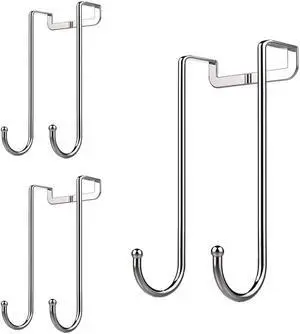 Over Door Hook Heavy Duty Hooks for Hanging - Single Hook Loads up to 50lbs for Kitchen Bathroom Bedroom and Office - Pack of 3
