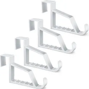 Plastic Storage Hooks 4 Pieces Multi Hanging Organizers for Coats Towels Bags Hats Scarves (White)