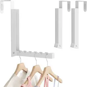 2 Pack Over The Door Hanger Folding Over The Door Drying Rack for Laundry Overdoor Hanger Hook Coat Rack Portable Small Clothes Drying Rack for Dorm White