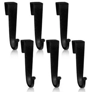 6 Pcs Over The Door Hook Flocked Door Hooks Soft Surface Heavy Duty Over The Door Hanger for Hanging Clothes Towels Coats Bathroom Kitchen Bedroom (Black)