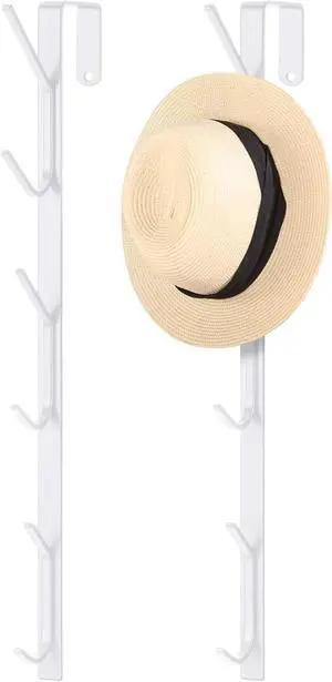 2 Pack Over The Door Hook Hanger Comes with 6 Hooks from Large to Small 14 Metal Over The Door Hooks Hanger for Hats Coat Scarf Purse Bags Scarf Keys and More (White)