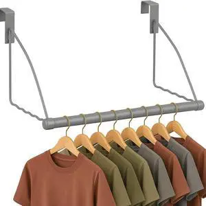 HOLDN STORAGE Over The Door Hanger - Door Rack Hangers for Clothes - Space Saving Designed for Bedroom & Bathroom - Ideal for Clothes & Towels - Drying Rack Gray