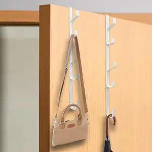 2 Pack Over The Door Hooks Over The Door Towel Rack Vertical Over The Door Hanger for Towels Clothes Coats Space-Saving Overdoor Metal Hanger Hook White