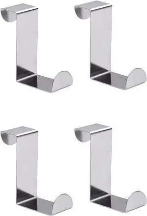 4 Pack Hooks. Stainless Steel Seamless Nail-Free Heavy-Duty Storage Bag Over The Door Hooks. Behind The Door Hook Storage is Suitable for Living Rooms Bathrooms Kitchens Cabinets Bedrooms