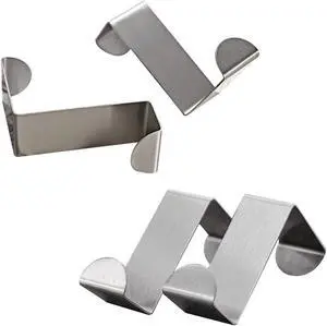 Pack of 4 Stainless Steel Reversible Over Door Cabinet Drawer Hooks Office Kitchen Towel Coat Hooks Rack Silver