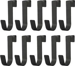 Over The Cabinet Door Single Hooks 10 Pack (10P-Black)