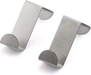 2 Pack Over The Door Hooks Stainless Steel Seamless Nail-Free Bathroom Kitchen Z Shape Back Door Hook Rack Hanger Organizer Silver (Fit for Thickness: Less Than 1.8cm/4cm)