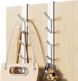 10 Hook Vertical Over The Door Hooks Over The Door Hanger for Towel and Clothes Hangers White 2 Pack for up to 1.4 Doors