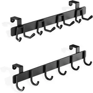 2 Pack Over The Cabinet Door Hook - for Doors up to 3/4(2cm) Thickness Back of Cabinet Door Rack Hanger Organizer for Coats Hats Bathroom Towels Kitchen Utensils