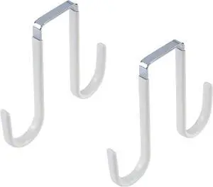 Double Sided Over The Door Hooks 2 Pack Towel Coat Hooks Door Hanger Hook for Hanging Clothes Towel Hats Bags Wreath - White