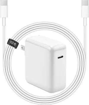 10FT Mac Book Pro Air Charger [MFi Certified] 118W 96W 87W 61W USB C Fast Power Adapter with Long Type C Charging Cable Compatible with MacBook Air Pro and All USB-C Devices