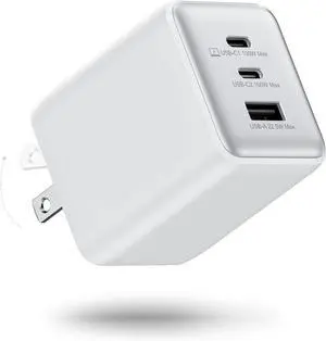100W USB C Charger Block 3-Port Compact Foldable Power Adapter USB Wall Charger for MacBook Pro/Air  XPS iPad Pro iPhone Series Galaxy S25/S24 and More