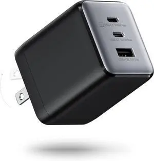 100W USB C Charger Block 3-Port Compact Foldable Power Adapter USB Wall Charger for MacBook Pro/Air  XPS iPad Pro iPhone Series Galaxy S25/S24 and More (Black)