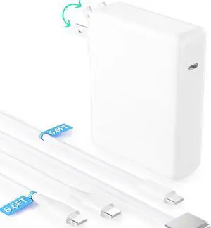 140W USB C Charger Power Adapter for MacBook Pro/Air 13 14 15 16 Inch 2024 2023 2022 2021 M3 M2 M1 & All USB C Device with 6.6ft USB C to Mag3 E-Marker Fast Charging Cable+100W Type C Cable
