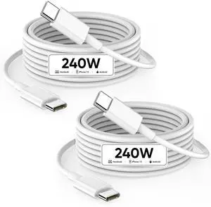 USB C to USB C 240W USB C Cable 6.6ft C to C Cable Fast Charging for Macbook Pro/Macbook Air iPad Pro 12.9-inch iPhone 15/Pro Max/Pro/Plus  Galaxy S23 Compatible 140W/100W /65W/45W/35W/20W