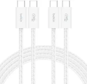 USB C to USB C Cable ?2-Pack 6.6ft 240W - Type C Charger iPhone Charger Cord Soft Braided Flexible for iPhone 16 Galaxy S25 Pixel 9 MacBook Chromebook iPad Pro Switch  White?