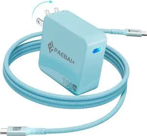 Mac Book Pro Charger 100W USB C Charger GaN Foldable Compact Wall Fast Charger for MacBook Air iPhone 16 15 Series  Galaxy iPad Pro and All USB-C Devices 6.6ft Type C Cable