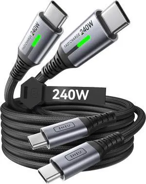 USB C to USB C Cable 240W Fast Charging [6.6ft 2-Pack] Type C Charger Cord Braided USBC Phone Charger Cable for iPhone 17 16 15 Pro Max  S25 S24 Laptops MacBook iPad Air Switch etc.