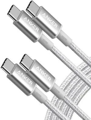 USB C to USB C Cable (6FT 2Pack) Type-C 100W Charger Cord Fast Charging for iPhone 17 Series MacBook Pro 2020 Pixel and More(Silver)