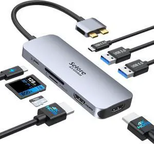Selore Docking Station for MacBook Pro Air USB C Hub for MacBook Dual HDMI Adapter for USB for MacBook Docking Station Dual Monitor for MacBook Pro Air with Dual HDMI USB C 2 USB A PD SD/TF Reader