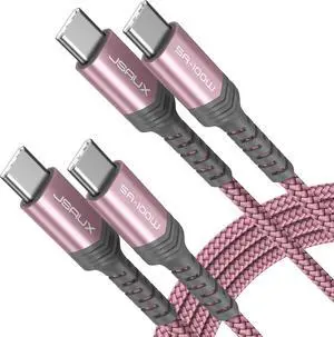 100W USB C to USB C Cable for iPhone 17 USBC Type C Charge Cord 5A Fast Charging Compatible with iPhone 17 Air 16 15 Pro Max  Galaxy S25 S24 MacBook iPad Pro Carplay (2-Pack 6.6ft) Pink