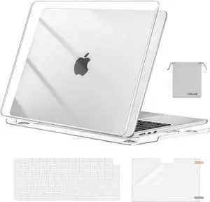 Compatible with MacBook Air 13 inch Case 2025 2024 2023 2022 M4 A3240 M3 A3113 M2 A2681 Plastic Hard Shell&Keyboard Cover&Screen Film&Pouch for MacBook Air 13.6 inch Case Crystal Clear