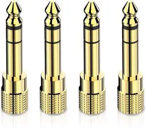 6.35mm (1/4 inch) Male to 3.5mm (1/8 inch) Female Stereo Audio Adapter Converter for Guitar Headphones Amp Gold Plated 4 Pack 6.35mm (1/4 inch) Male to 3.5mm (1/8 inch) Female Stereo Audio Adapter Converter for Guitar Headphones Amp Gold Plated 4 Pack