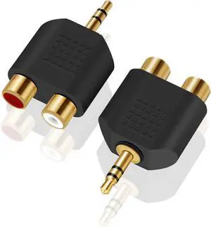 3.5 mm TRS to Dual RCA F (2-Pack) 3.5mm Stereo Male to Dual RCA Female Audio Breakout Adapter