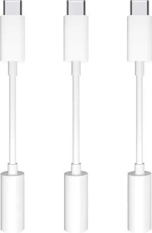 USB-C to 3.5 mm Headphone Jack Adapter 3 Pack USB C to Aux Audio Dongle Cable Cord Compatible with iPhone 15 16 Series iPad Pro Galaxy S23/S22 Ultra Headphone Adapter