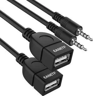 USB to Aux Audio Adapter 2PCS 3.5mm Male to USB Female for Playing Music with U-Disk in Your Car orked only When Your CAR 3.5mm AUX Port Must has Audio decoding Function- No Power Supply