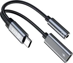 USB Type C to 3.5mm Headphone and Charger Adapter 2 in 1 USB C to Aux Audio Jack Hi-Res DAC with Charging for Earphones Compatible with  Galaxy S25/S24/S23/S22+ (USB-3.5MM 1Pack)