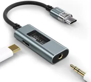 USB C to 3.5mm Audio Adapter and Charger (Hi-Res 32bit/384kHz 60W PD) 2 in 1 USB-C to Headphone Jack Aux Dongle for iPhone 16/15 Pro Max Galaxy S25 Ultra S24 Pixel 8 and More