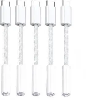 5 Pack USB C to Headphone Jack Adapter USB c to 1/8 inch Audio Adapter Compatible with iPhone 16 15 Galaxy S25 S24 S23 Ultra Note 20 iPad Pro MacBook Pixel XL and More 5 Pack USB C to Headphone Jack Adapter USB c to 1/8 inch Audio Adapter Compatible with iPhone 16 15 Galaxy S25 S24 S23 Ultra Note 20 iPad Pro MacBook Pixel XL and More