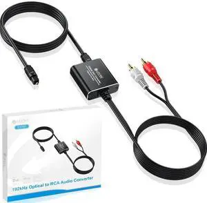 Portable Optical to RCA Adapter 7FT Long DAC Converter 192kHz/24bit Hi-Res Plug&Play Digital to Analog Audio Converter with Aluminum Shell for HDTV/Blu-ray/DVD[PCM Output Only - No Dolby]