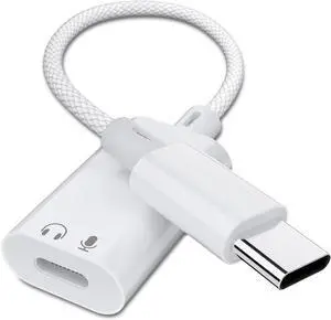 USB C to Lightning Audio Adapter USB C Male to Female Lightning Earbuds Audio Adapter Compatible with iPhone 16 Pro Max/16/16e/15/15 Pro iPad Pro iPad Air 6/5 MacBook Galaxy S25/S24 (No Charge)