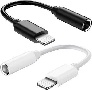 2Pack  MFi Certified Lightning to 3.5mm Headphone Jack Adapter iPhone to 3.5 mm Earphone Aux Audio Converter Dongle Cable - Compatible with iPhone 14 13 12 11 Pro Max X XS Max XR 8 7 Plus