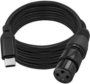 XLR to Type-C Microphone Connection Cable 3FT/1M Nylon Braided USB C Male to XLR Female Connector Cord Converter Microphone Audio Adapter for iPhone 15 Series Google Pixel 3XL