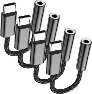 4 Pack Black USB Type C to 3.5mm Female Headphone Jack Adapter USB-C to 3.5mm Audio Converter USB C to Aux Audio Dongle Cable Cord Compatible with 16/16 Pro Max/16 Pro/16 Plus iPad Pro etc