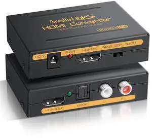 avedio Links 4K HDMI Audio Extractor Splitter 1080P HDMI Audio Converter Adapter + Optical Toslink SPDIF + L/R Stereo Analog Audio Compatible with Fire Stick Blu-Ray Player (4K 30Hz Black)