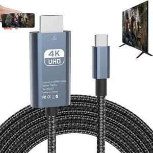 HDMI Adapter USB Type C MHL Cable Braided 4K HD Video Converter HDTV Cord for Mirroring to Projector Monitor TV Compatible HP Laptop MacBook  Note 9 20 Plus Galaxy S20 S21 S22 S23 Android Phone