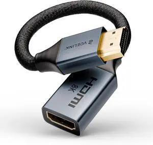 8K Short HDMI Extender Cable 0.6 FT Ideal for Tight Spaces HDMI Extension Male to Female Adapter Compatible with  TV Stick HDTV Game Console Laptop (1 Pack 0.6FT)