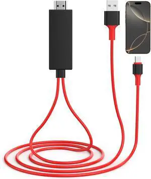 USB C to HDMI Adapter for iPhone 16 to TV [ MFi Certified] USB Type C Digital AV Adapter 1080P 4K Sync Screen Connector Cable for iPhone 16/16 Plus/16 Pro/16 Pro Max/15 to HDTV Projector Monitor