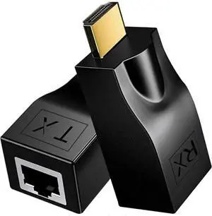 4K HDMI to RJ45 Extender HDMI Extender Over Ethernet Cat 6/7/ 8 Cable Hdmi Repeater to RJ45 Network Converter for HDTV STB DVD PS4 Support Audio Video 1080P UP to 98FT/30m