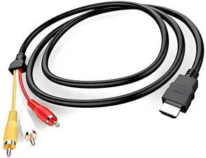 HDMI Cable 5ft/1.5m 1080P HDMI Male to 3 Video Audio AV Cable Connector Adapter Transmitter for VCD DVD TV HDTV